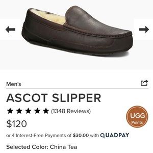 UGG Men’s Ascot Slipper. Size 11. Brown